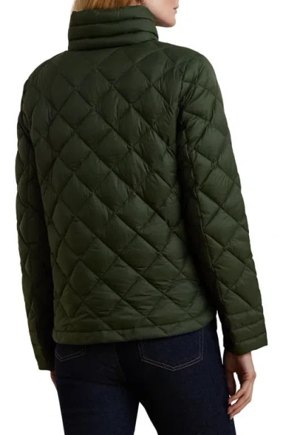 Shop Lauren Ralph Lauren Soft Quilted Down Packable Jacket In Olive Fern