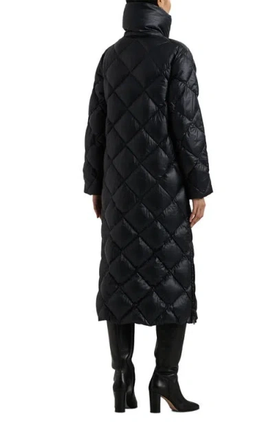 Ralph Lauren Lauren  Soft Quilted Down Snap Front Coat In Black