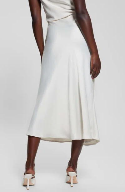 Guess Anastasia Satin Maxi Skirt In Cream White Multi