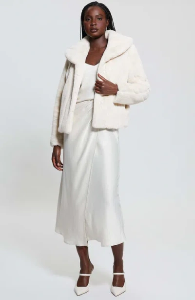 Guess Anastasia Satin Maxi Skirt In Cream White Multi