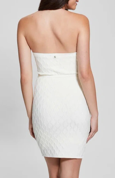 Guess Lucia Jacquard Halter Dress In Dove White
