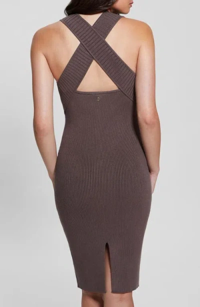 Guess Carista Strappy Rib Body-con Dress In Chocolate Brownie
