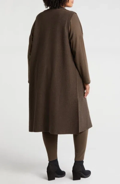 Eileen Fisher Shawl Collar Wool Vest In Wren