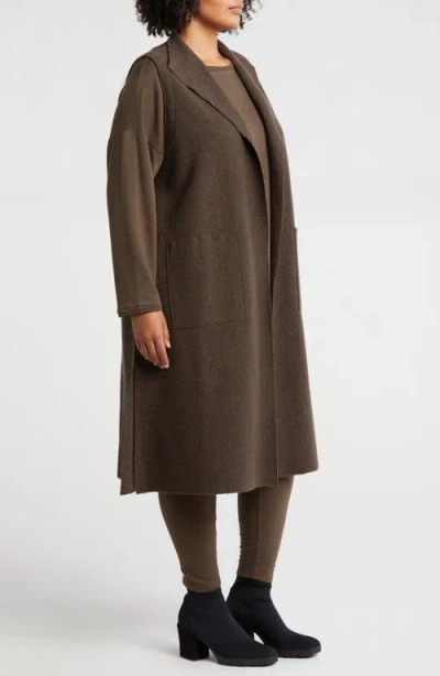 Eileen Fisher Shawl Collar Wool Vest In Wren