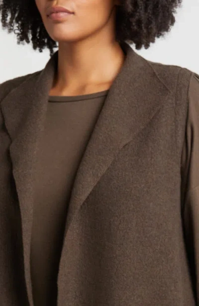 Eileen Fisher Shawl Collar Wool Vest In Wren