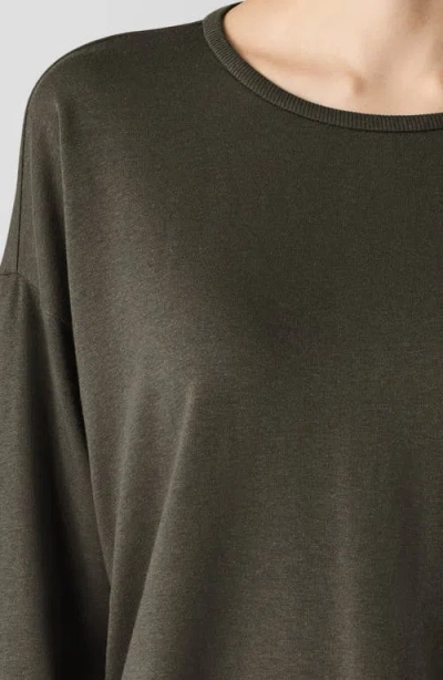 Eileen Fisher Crewneck Long Sleeve Crop Top In Wren