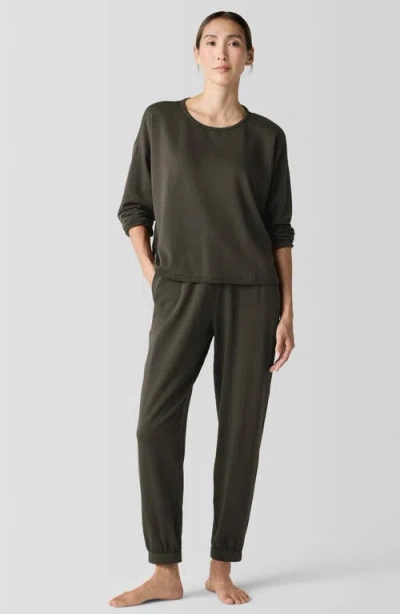 Eileen Fisher Crewneck Long Sleeve Crop Top In Wren