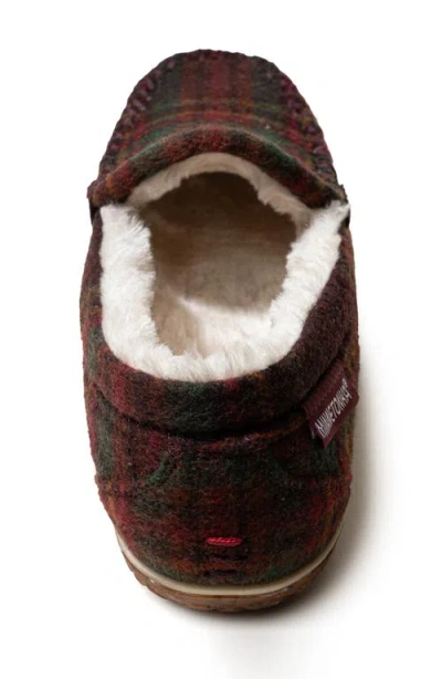 Minnetonka Tempe Slipper In Burgundy Plaid