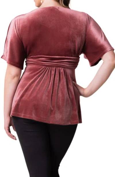 Kiyonna Park Avenue Velvet Top In Mauve Rose