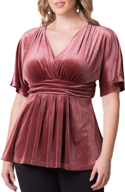 Kiyonna Park Avenue Velvet Top In Mauve Rose