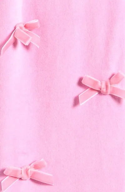 Lola & The Boys Lola + The Boys Kids' Margot Bow Detail Velour Zip-up Hoodie & Wide Pants Set In Pink