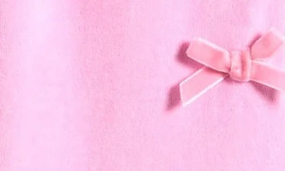 Lola & The Boys Lola + The Boys Kids' Margot Bow Detail Velour Zip-up Hoodie & Wide Pants Set In Pink