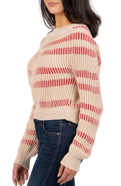 Shop Kut From The Kloth Reagen Stripe Crewneck Sweater In Taupe