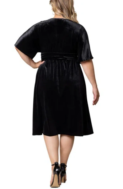 Kiyonna Angelic Velvet Cocktail Dress In Onyx