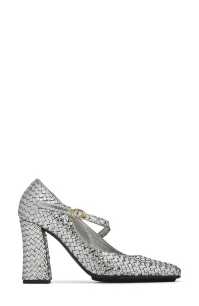 Bottega Veneta Intrecciato Metallic Leather Pumps In 1414 Silver