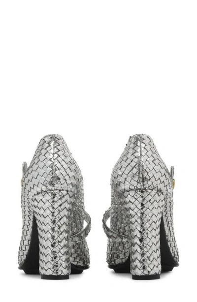 Bottega Veneta Intrecciato Metallic Leather Pumps In 1414 Silver