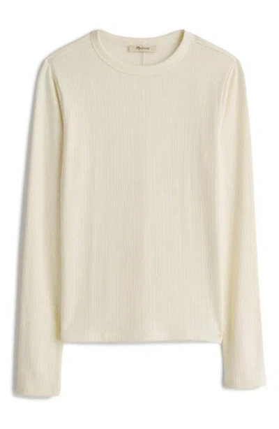 Shop Madewell Drapey Long Sleeve Rib T-shirt In Winter White