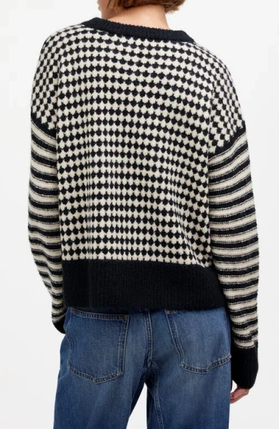 Madewell Mixed Stripe Raglan Pullover Sweater In Black Ecru Combo