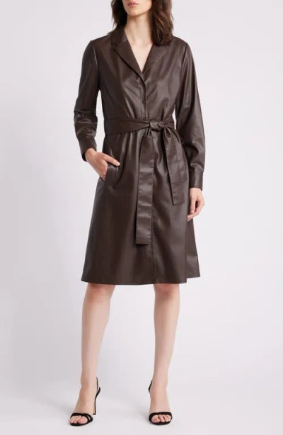 Kobi Halperin Dixie Faux Leather Shirtdress In Mocha
