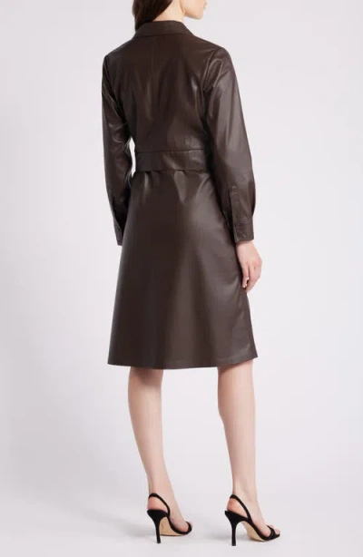 Kobi Halperin Dixie Faux Leather Shirtdress In Mocha