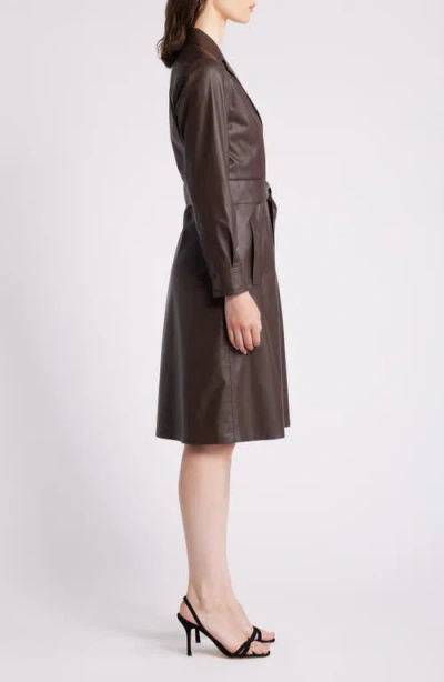Kobi Halperin Dixie Faux Leather Shirtdress In Mocha