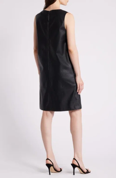 Shop Kobi Halperin Washed Faux Leather V-neck Dress In Black