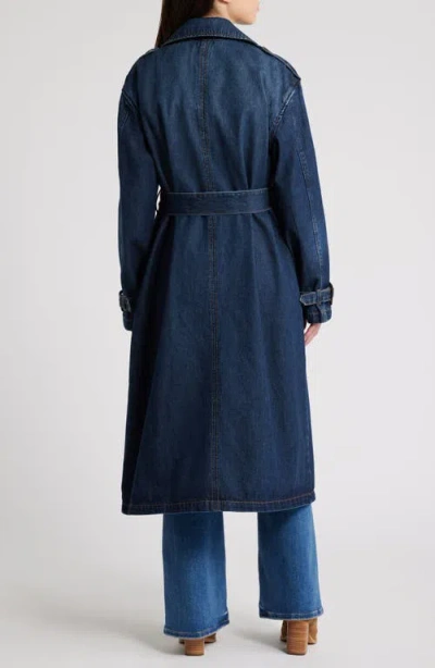 Hidden Jeans Classic Denim Trench Coat In Dark Wash