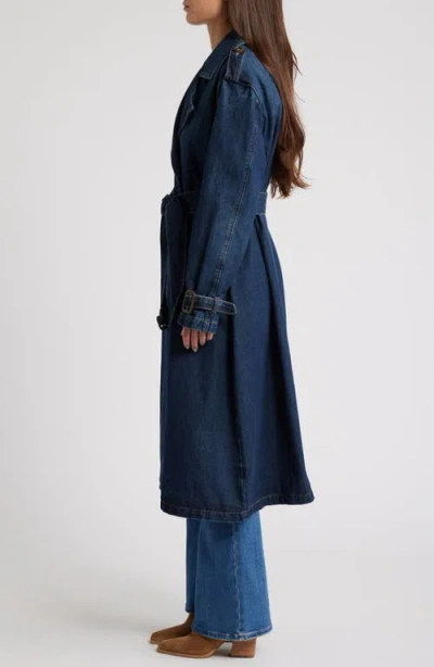 Hidden Jeans Classic Denim Trench Coat In Dark Wash