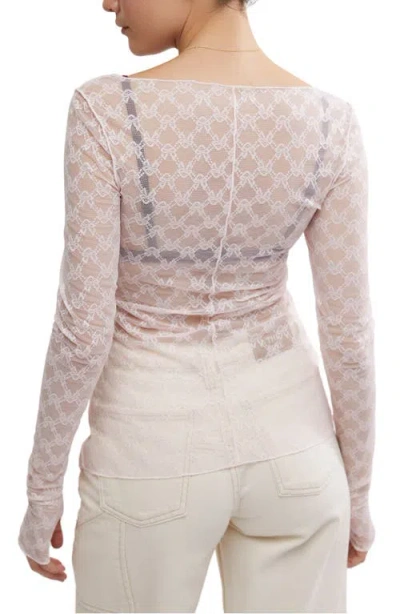 Free People From Me To You Long Sleeve Sheer Lace T-shirt In Blossom