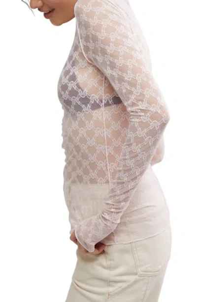 Free People From Me To You Long Sleeve Sheer Lace T-shirt In Blossom
