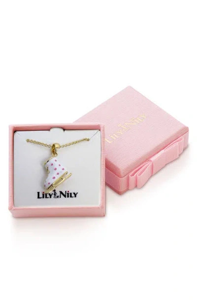 Lily Nily Kids' Ice Skate Pendant Necklace In White