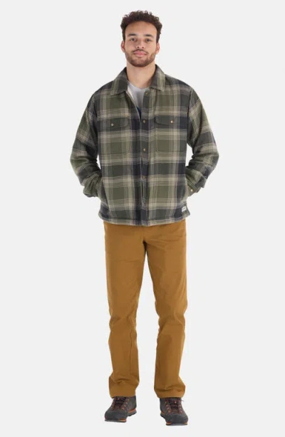 Marmot Ridgefield Fleece Lined Flannel Snap-up Shirt Jacket In Nori