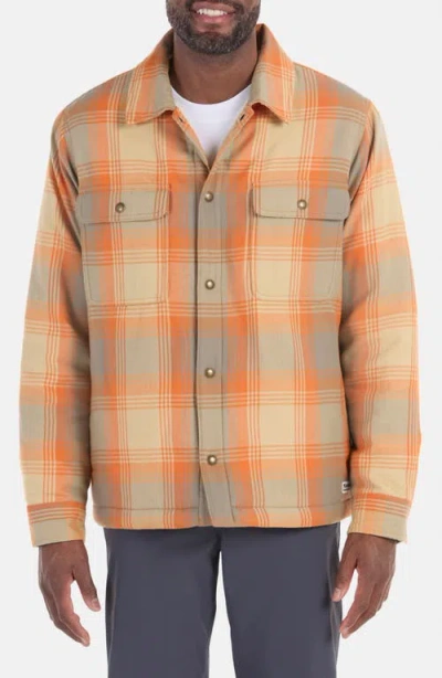 Marmot Ridgefield Fleece Lined Flannel Snap-up Shirt Jacket In Tangelo