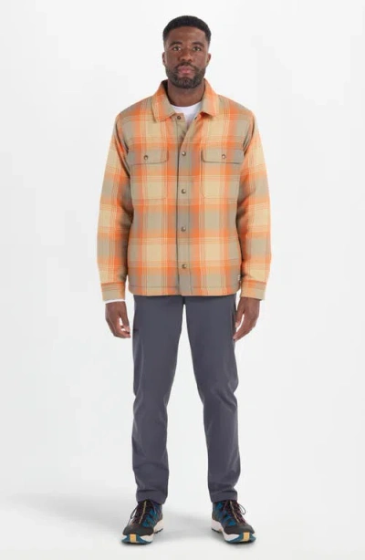 Marmot Ridgefield Fleece Lined Flannel Snap-up Shirt Jacket In Tangelo