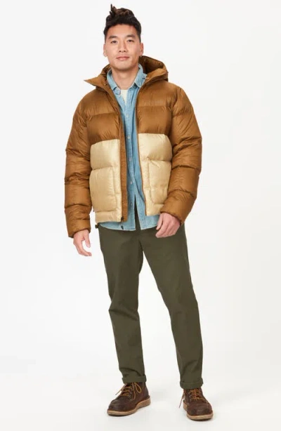 Marmot Guides 700 Fill Power Down Water Repellent Hooded Jacket In Hazel/light Oak