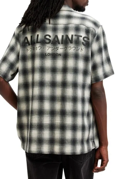 Shop Allsaints Underground Shadow Check Camp Shirt In Off White