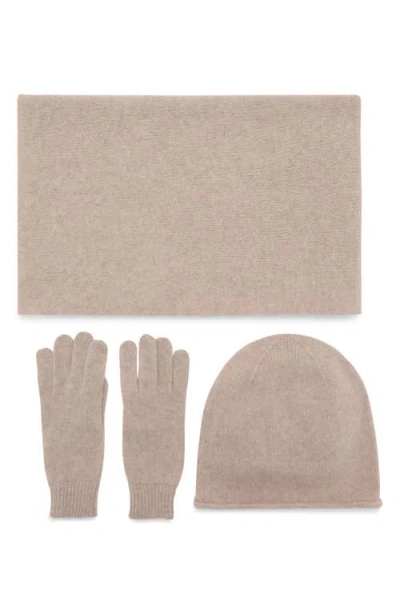 Shop Mango Cashmere Beanie, Gloves & Scarf Set In Medium Brown