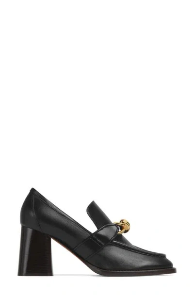 Bottega Veneta Astaire Metallic Knot Leather Heeled Loafers In 1000 Black