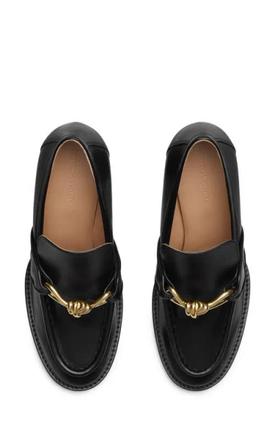 Bottega Veneta Astaire Metallic Knot Leather Heeled Loafers In 1000 Black