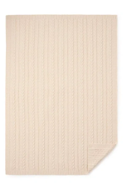 Elegant Baby Horseshoe Cable Knit Cotton Blanket In Rainy Day