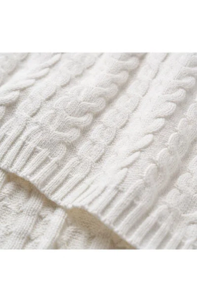 Elegant Baby Horseshoe Cable Knit Cotton Blanket In White