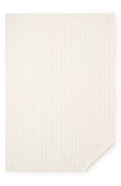 Elegant Baby Horseshoe Cable Knit Cotton Blanket In White