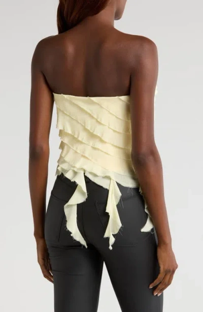 Mistress Rocks Ruffle Strapless Top In Vanilla
