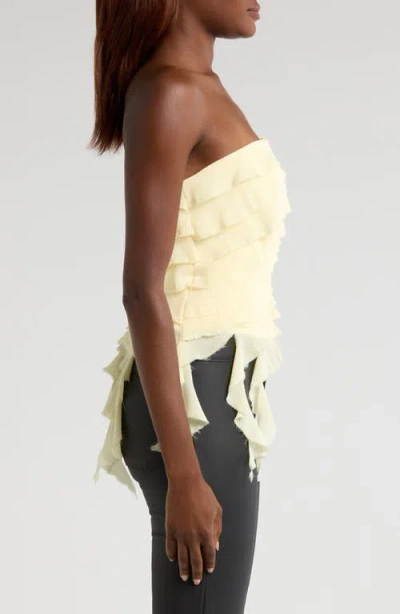 Mistress Rocks Ruffle Strapless Top In Vanilla