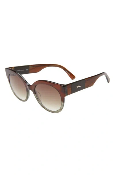 Longchamp 53mm Gradient Round Sunglasses In Brown/sage/khaki Gradient