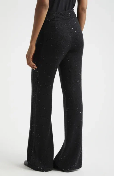 Atm Anthony Thomas Melillo Sequin Sweater Knit Wide Leg Pants In Black