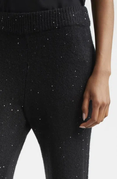 Atm Anthony Thomas Melillo Sequin Sweater Knit Wide Leg Pants In Black