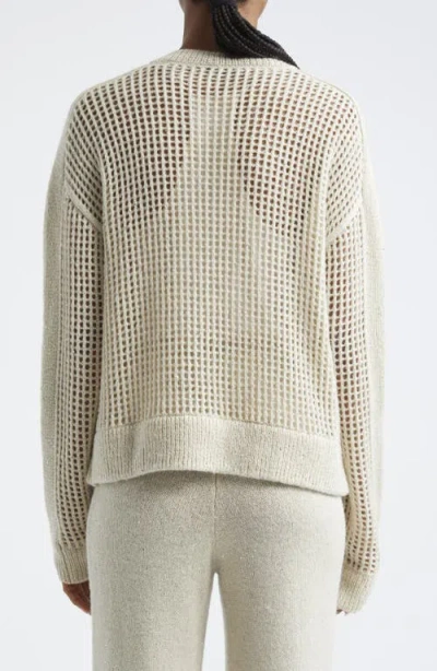 Shop Atm Anthony Thomas Melillo Sequin Open Stitch Sweater In Chalk