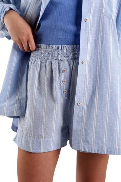 Shop Peachaus Lomandra Ethical-cotton Pajama Shorts In Glacier Blue