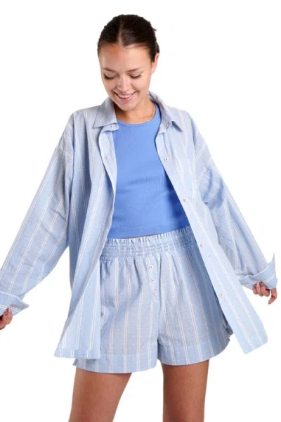 Peachaus Lomandra Ethical-cotton Pajama Shorts In Glacier Blue